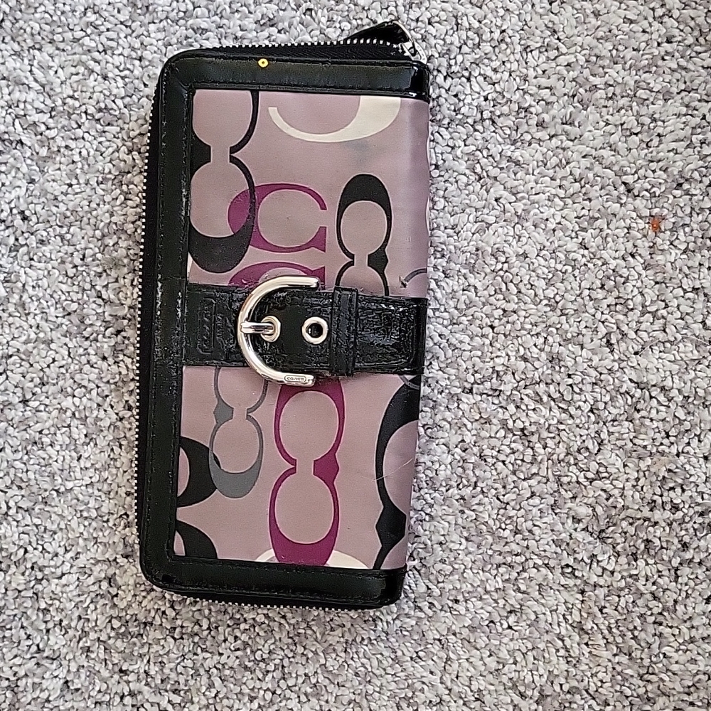 Purple and pink coach wallet